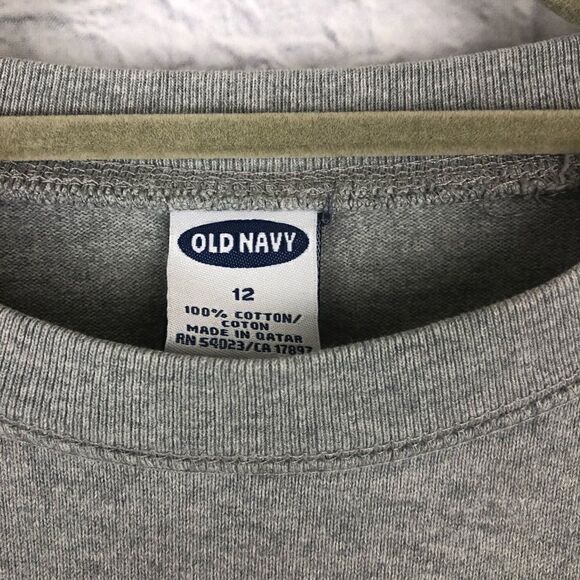 Old navy 100% cotton longsleeve crewneck shirt boys grey sz 12 - Picture 3 of 3